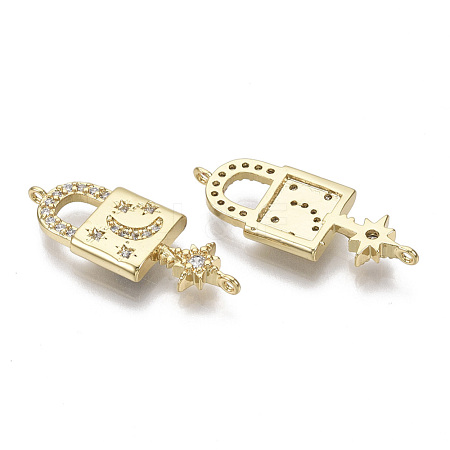 Brass Micro Pave Clear Cubic Zirconia Links connectors X-ZIRC-S067-053-NF-1