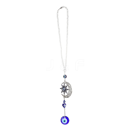 Evil Eye Alloy Lampwork Pendant Decorations HJEW-M005-02D-AS-1