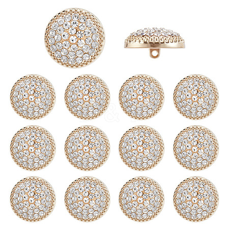 14Pcs 1-Hole Alloy Glass Shank Buttons BUTT-MA0001-16B-KCG-1