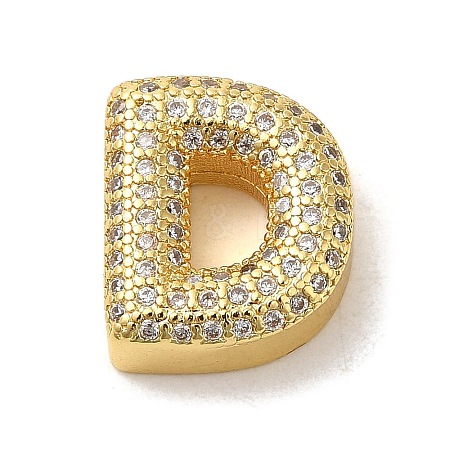 Brass Micro Pave Clear Cubic Zirconia Charms ZIRC-C009-01G-D-1