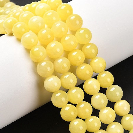 Natural Dyed Yellow Jade Gemstone Bead Strands G-R271-8mm-Y06-1