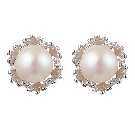 Natural Pearl Ear Studs EJEW-P286-10P-1