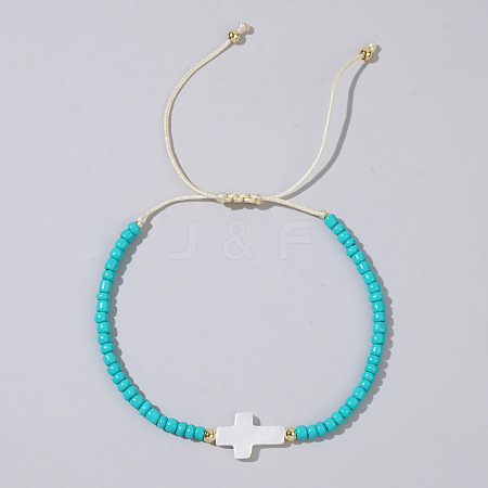 Glass Seed Beads & Brass Braided Beaded Bracelets LS-TV0952-5-1