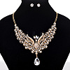 Alloy Rhinestone Hollow Peacock Bib Necklace & Stud Earrings Sets WGD829A-03-1