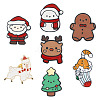 7Pcs 7 Style Christmas Tree & Deer & Gingerbread Man Enamel Pin JEWB-TA0001-11-1