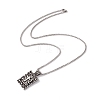 Alloy Rectangle with Cross Pendant Necklace with 201 Stainless Steel Box Chains NJEW-E016-01AS-2