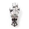 Halloween Theme Rhinestone Skeleton Hand Brooch Pin JEWB-F018-01AS-1