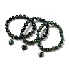 8.5mm Round Natural Moss Agate Beaded Stretch Bracelets BJEW-C074-01P-1