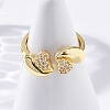 Brass Micro Pave Clear Cubic Zirconia Cuff Rings for Women RJEW-U043-04G-2