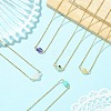 Natural Mixed Stone Faceted Oval Pendant 304 Stainless Steel Cable Chain Necklaces for Women NJEW-JN06226-1