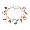 Christmas Alloy Enamel Charm Bracelets BJEW-H634-01B-KCG-2