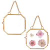 Octagon Brass Glass Hanging Photo Frame AJEW-WH0270-555A-1