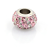 304 Stainless Steel Polymer Clay Rhinestone European Beads CPDL-J016-M-2