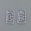 Spiral Rectangle Brass Stud Earrings CX5883-2