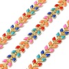 Brass Enamel Leaf Link Chains CHC-F021-02G-01-1