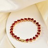 Brass Micro Pave Red Cubic Zirconia Link Chain Bracelets for Women BJEW-M047-01A-1