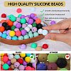 80Pcs Round Silicone Focal Beads SIL-SZ0001-24-30-3