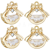 6Pcs Brass Micro Pave Clear Cubic Zirconia Pendants KK-BBC0020-48-1