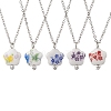 Handmade Printed Porcelain Flower Pendant Brass Cable Chain Necklaces for Women NJEW-JN05746-2