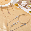 2Pcs 2 Colors Bohemia Style Tassel Alloy Upper Arm Open Cuff Bangles for Women BJEW-CY0001-03A-3