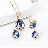 Alloy Glass Pendant Necklaces & Stud Earrings & Rings Sets WGA5C1C-03-1