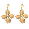 Brass Flower Dangle Stud Earrings EJEW-R014-13G-4