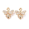 Brass Micro Pave Clear Cubic Zirconia Charms X-KK-G418-11G-1