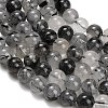 Natural Black Tourmalinated Quartz Beads Strands GG-CBA20C8-A01-8MM-4