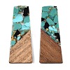 Opaque Resin & Walnut Wood Pendants RESI-T058-04K-2