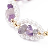 Natural Amethyst Chip & Shell Pearl Beaded Bracelet BJEW-TA00029-01-3