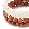 4Pcs 4 Style Natural Quartz Crystal & Lava Rock & Wood Round Beaded Stretch Bracelets Set with Heart BJEW-JB07623-10