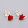 Brass Enamel Stud Earrings EJEW-L231-65C-1