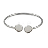 304 Stainless Steel Blank Bangle Bases with Flat Round Tray STAS-Z088-01P-04-2