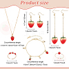ANATTASOUL Strawberry Brass Enamel Pendant Necklace & Dangle Earrings & Open Cuff Ring & Charm Bracelet Jewelry Sets SJEW-AN0001-35-2