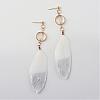 Fashion Plated Feather Dangle Stud Earrings EJEW-R140-30D-1