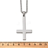 304 Stainless Steel Upside Down Cross Pendant Box Chain Necklaces NJEW-NH0001-07P-4