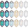 HOBBIESAY 18Pcs 6 Colors Embossed Glass Rhinestone Charms GLAA-HY0001-02-1