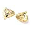 Rack Plating Brass Cubic Zirconia Heart Connector Charms KK-C084-08C-G-2