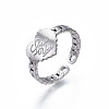 Non-Tarnish 304 Stainless Steel Heart with Word Love You Open Cuff Ring for Women RJEW-S405-261P-4