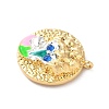 Brass Micro Pave Cubic Zirconia Enamel Pendants KK-L250-08G-01-2