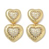 Brass Micro Pave Clear Cubic Zirconia Stud Earrings EJEW-H154-10A-G-4