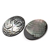 Natural Black Lip Shell Carved Cabochons SHEL-G024-04-2