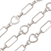 304 Stainless Steel Rectangle & Heart Link Chains SA-CBAE0F2-06P-1