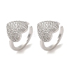 Rack Plating Brass Micro Pave Clear Cubic Zirconia Heart Cuff Earrings for Women EJEW-P280-19P-1