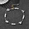 Brass & Glass Link Chain Bracelets for Women BJEW-F517-02G-01-1