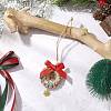 Christmas Wood & Polyester Bowknot Pendant Decorations HJEW-JM04193-01-1