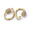 Brass Micro Pave Cubic Zirconia Screw Carabiner Lock Charms ZIRC-G160-20G-2