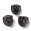 Natural Amethyst Oval Adjustable Rings RJEW-K271-06R-20-1