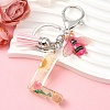 Resin & Acrylic & Faux Suede Tassel Keychain KEYC-YW00125-12-1