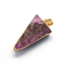 Plated Natural Druzy Agate Triangle Pendants G-R275-08-3